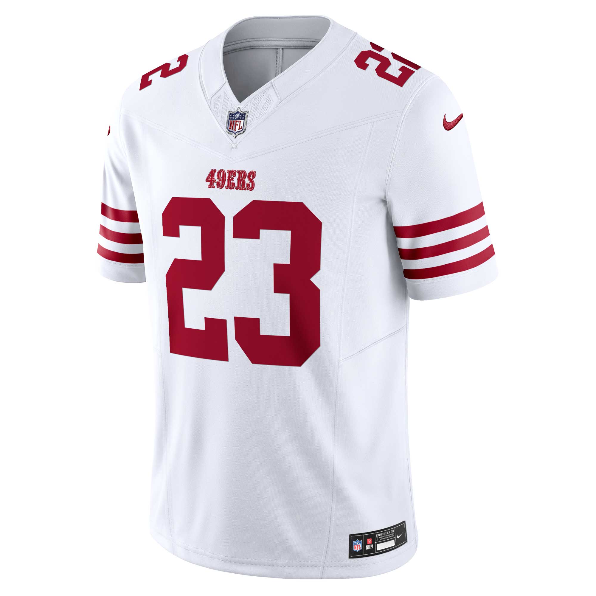 christian mccaffrey san francisco 49ers nike vapor fuse limited jersey white clowdercats iurko.jpg