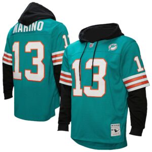 dan marino miami dolphins mitchell ness player name number hoodie legacy jersey aqua clowdercats wpj9q.jpg