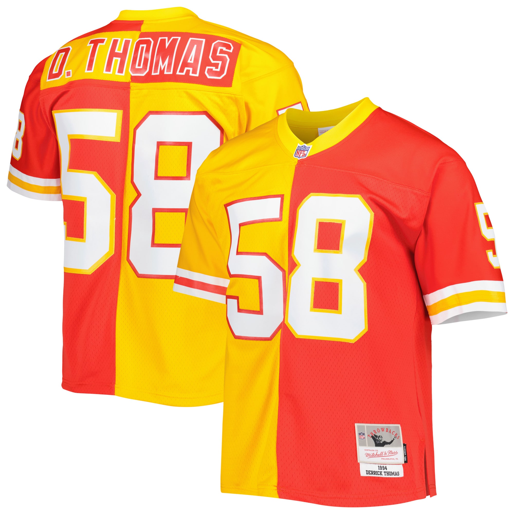 derrick thomas kansas city chiefs mitchell ness 1994 split legacy replica jersey redgold clowdercats wbega.jpg