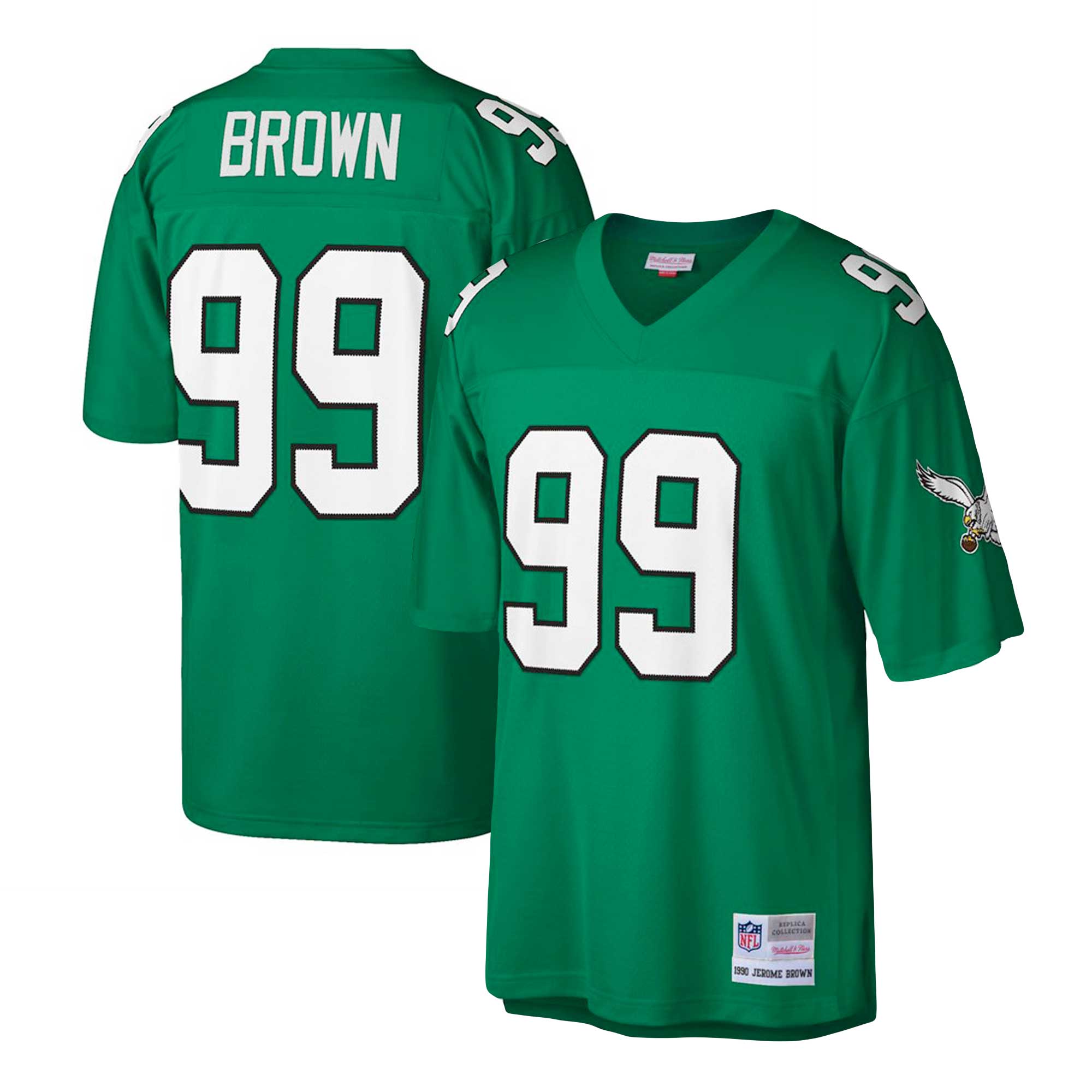 jerome brown philadelphia eagles mitchell ness big tall 1990 retired player replica jersey kelly green clowdercats glydt.jpg