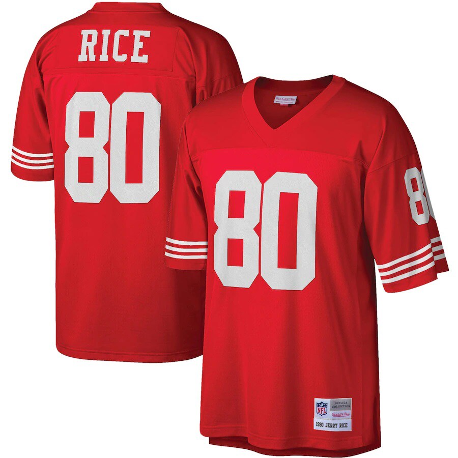 jerry rice san francisco 49ers mitchell ness big tall 1990 retired player replica jersey scarlet clowdercats o9mzr.jpg