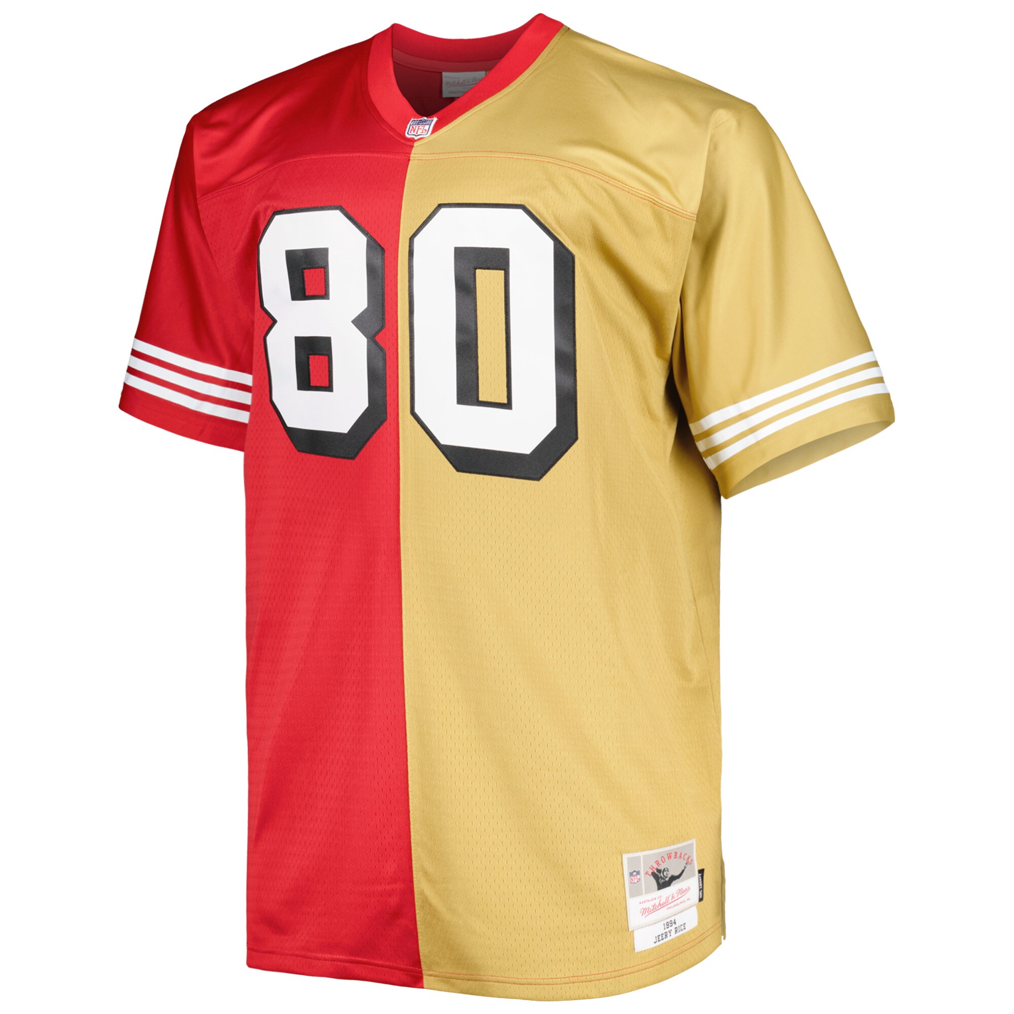 jerry rice san francisco 49ers mitchell ness big tall split legacy retired player replica jersey scarletgold clowdercats ug65t.jpg