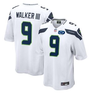 kenneth walker iii seattle seahawks nike 50th season game jersey white clowdercats ennw6.jpg