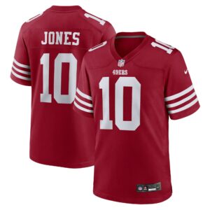 mac jones san francisco 49ers nike team game jersey scarlet clowdercats ktfxm.jpg