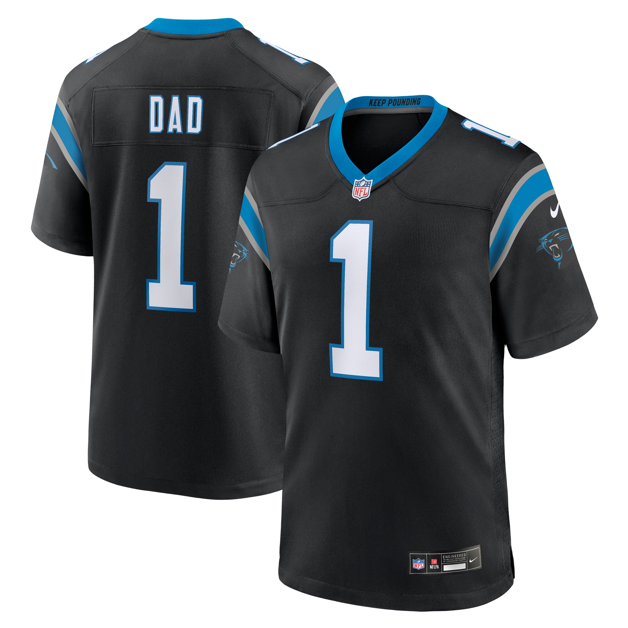 number 1 dad carolina panthers nike game jersey black clowdercats yx17a.jpg