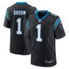 number 1 groom carolina panthers nike game jersey black clowdercats tiemk.jpg