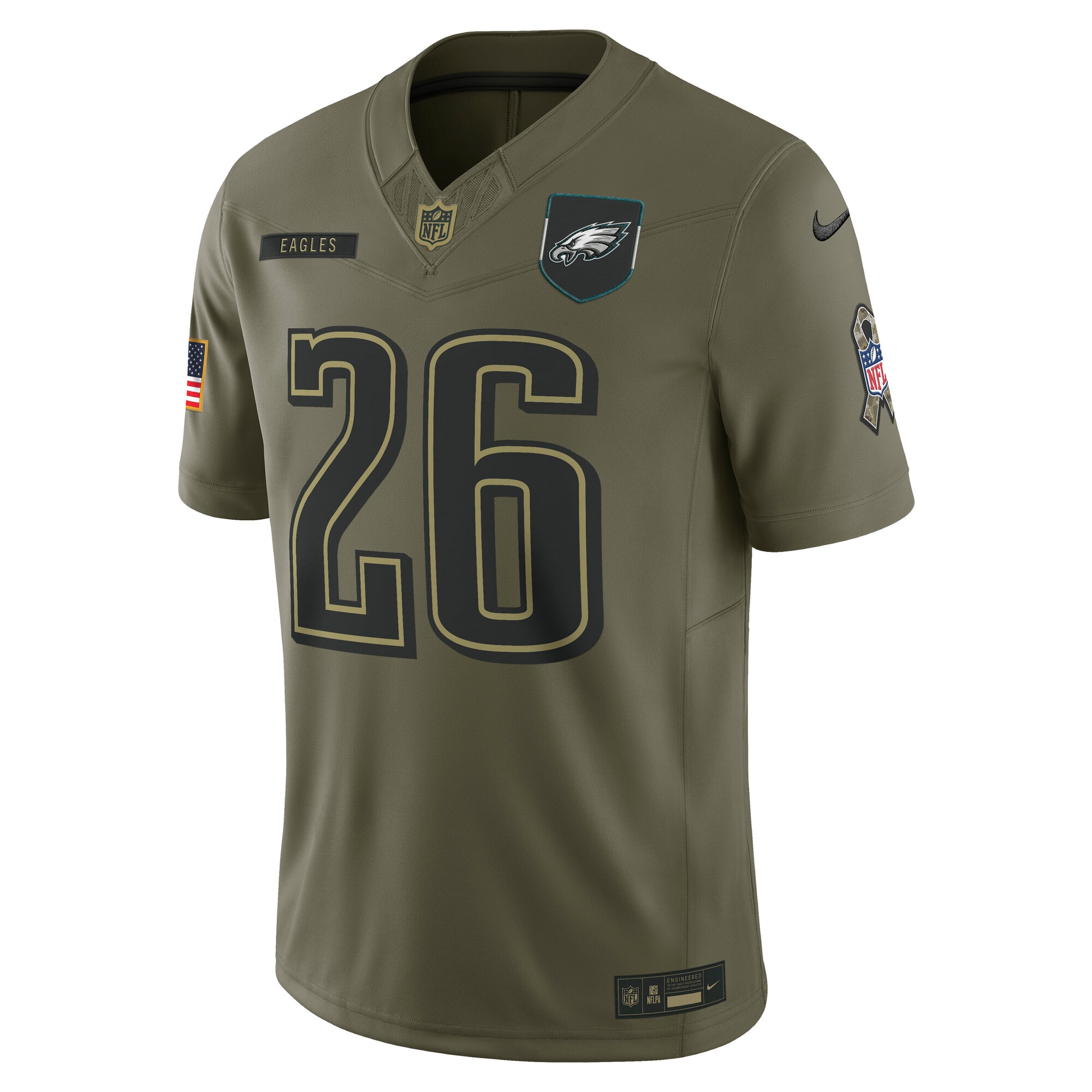 saquon barkley philadelphia eagles nike 2025 salute to service limited jersey olive clowdercats clho5.jpg