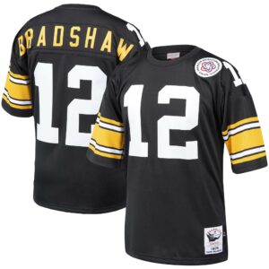 terry bradshaw pittsburgh steelers mitchell ness authentic throwback retired player jersey black clowdercats pwzgz.jpg