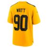 tj watt pittsburgh steelers nike alternate 1933 throwback game jersey gold clowdercats hrjxq.jpg