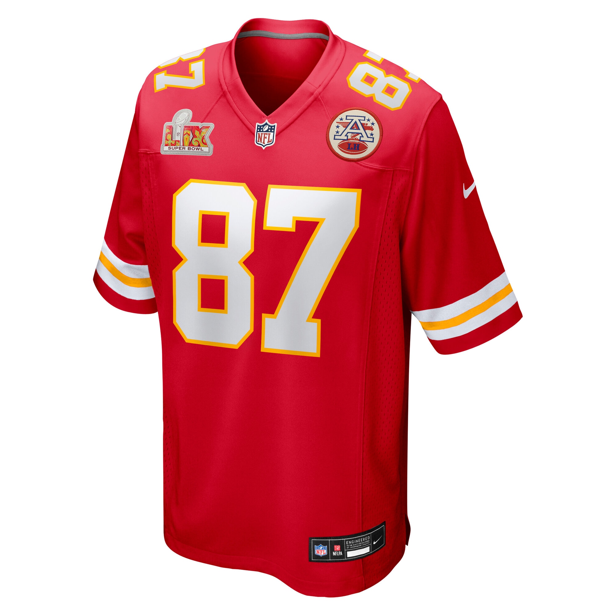travis kelce kansas city chiefs nike super bowl lix game jersey red clowdercats wawud.jpg