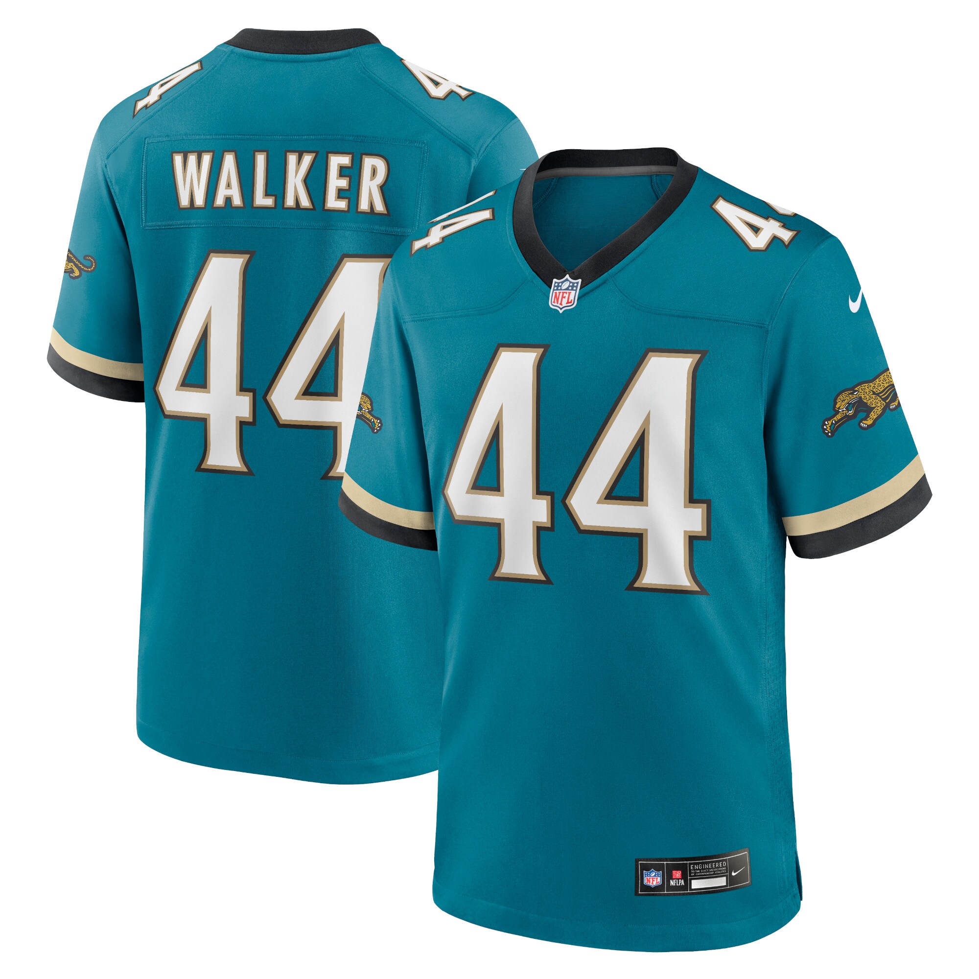 travon walker jacksonville jaguars nike prowler throwback player game jersey teal clowdercats nwqri.jpg
