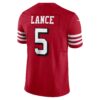 trey lance san francisco 49ers nike vapor fuse limited jersey scarlet clowdercats vxpfo.jpg
