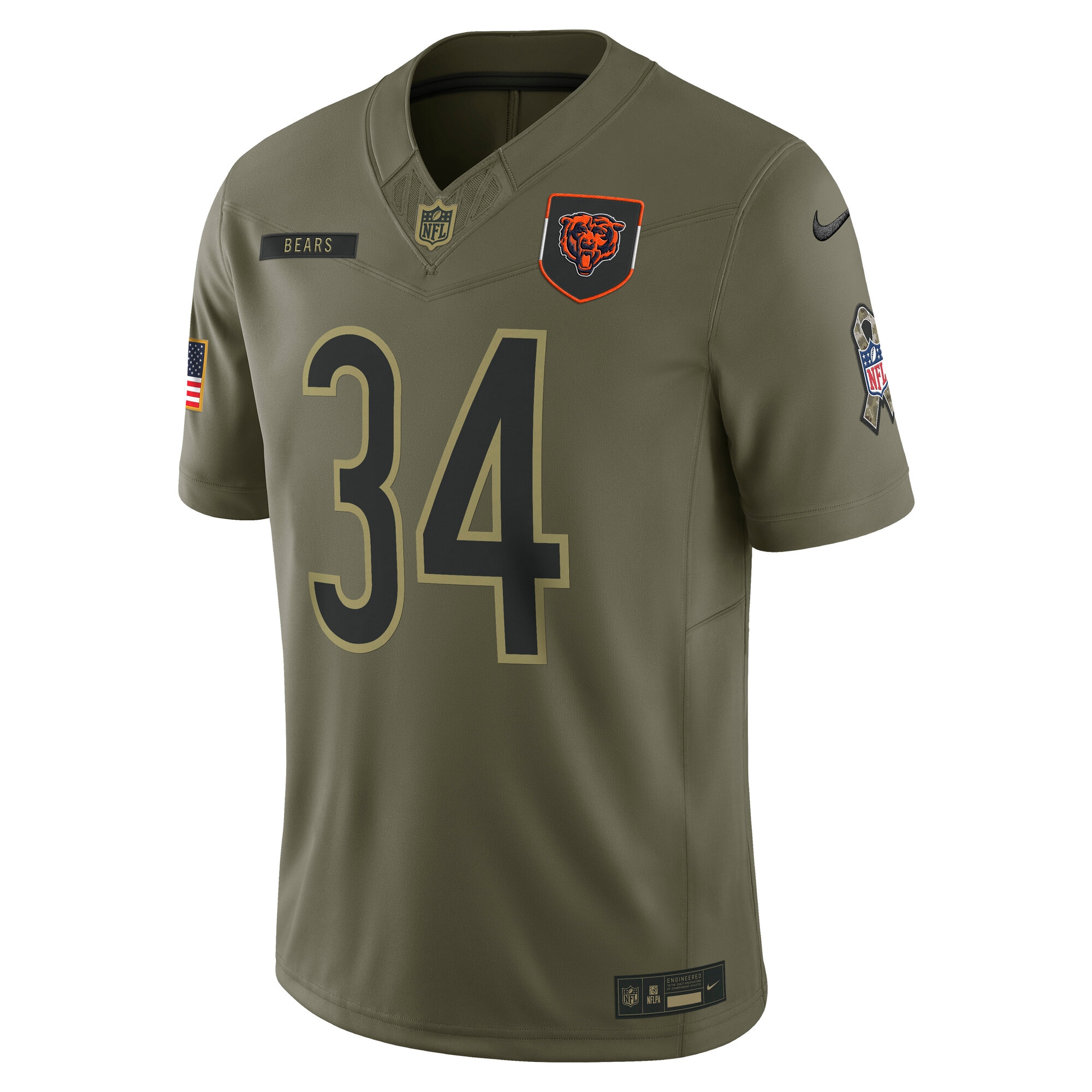 walter payton chicago bears nike 2025 salute to service retired limited jersey olive clowdercats f4uhp.jpg